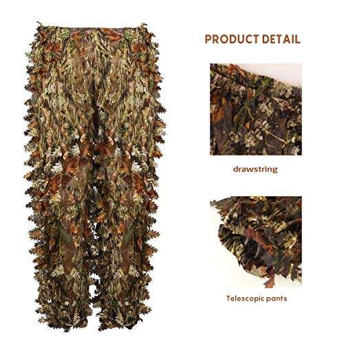 EAmber Ghillie Suit Gilly Hunting Suits Pants 3D Leaf Camo Camouflage Coveralls Youth Adult Lightweight Clothes