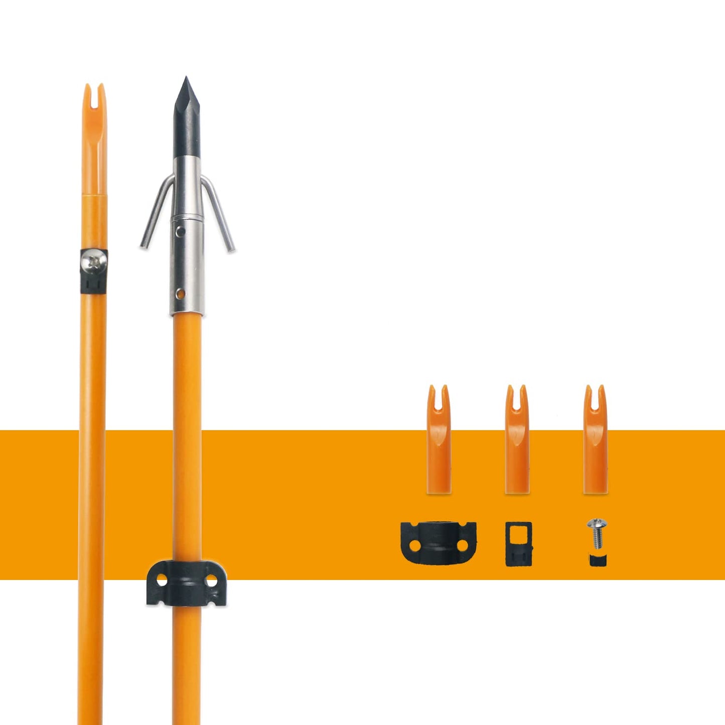 34inch Bowfishing Arrows Solid Fiberglass Shaft with Broadhead for Compound Bow and Recurve Bow Fishing Arrow Archery and Hunting (Pack of 6)