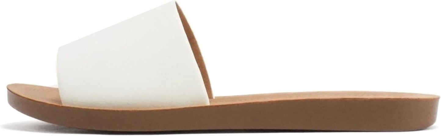 Soda Shoes Efron-S Women Flip Flops Basic Plain Slippers Slip On Sandals Slides Casual Peep Toe Beach