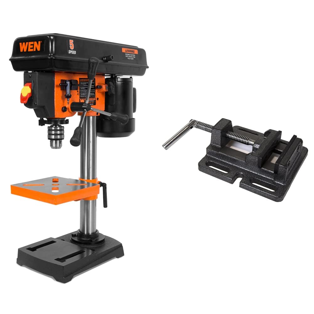 WEN 4206T 2.3-Amp 8-Inch 5-Speed Cast Iron Benchtop Drill Press,Black,Orange & 9-Inch Band Saw, 2.8-Amp Benchtop (BA3959)