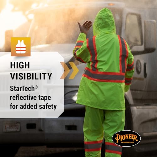 Pioneer Hi Vis Lightweight Waterproof Safety Rain Suit - Reflective Work Rain Gear for Men and Women