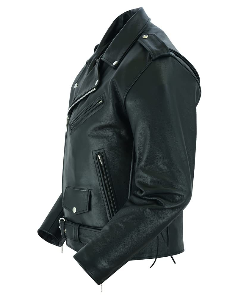 Daniel Smart Men Motorcycle Leather Jacket Black Economy Biker Leather Jacket with inside inside