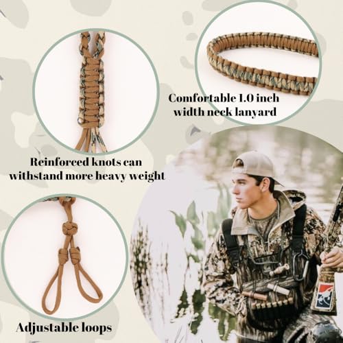 Duck Call Lanyard with 12 Adjustable Loops Paracord Hunting Goose Calls Duck Hunting Accessories Hand Braided Goose Calls for Predator Ducks Goose Hanger