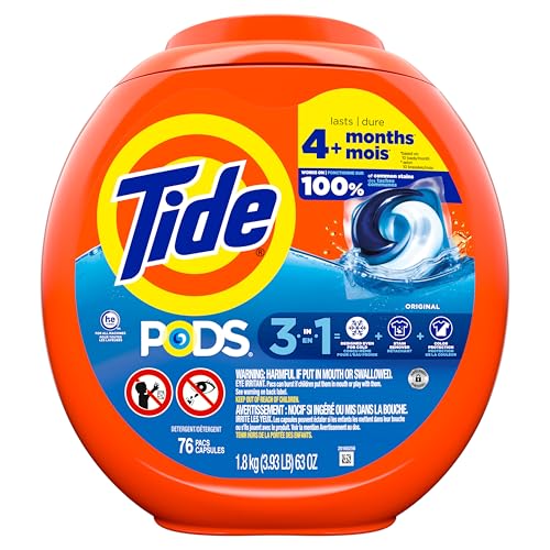 Tide PODS Laundry Detergent Pacs, 3-in-1 Stain Remover, Odor Fighter, Color Protector, 112 Count, HE compatible, Original Scent