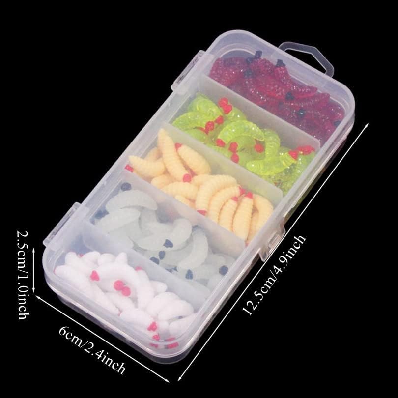 OriGlam 100pcs Soft Silicone Maggot Worm, Soft Artificial Bread Worm Fishing Lure, Biomimetic Earthworm Lures Worm Fishing Lures Simulation Bait Fake Worm