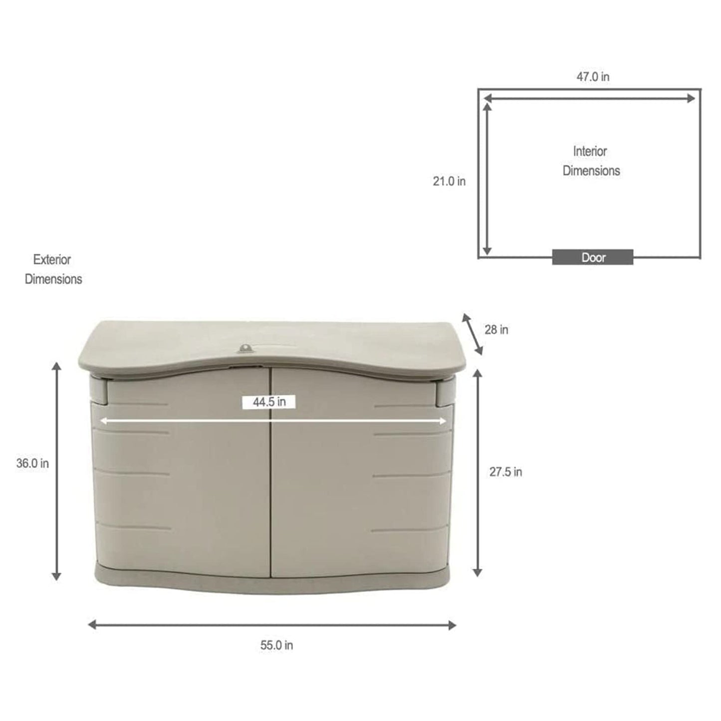 Rubbermaid Small Horizontal Resin Outdoor Storage Shed With Floor (4.5 x 3 Ft) Weather Resistant, Beige/Brown, Organization for Home/Backyard/Pool Chemicals/Toys/Garden Tools/Porch/Patio Cushions