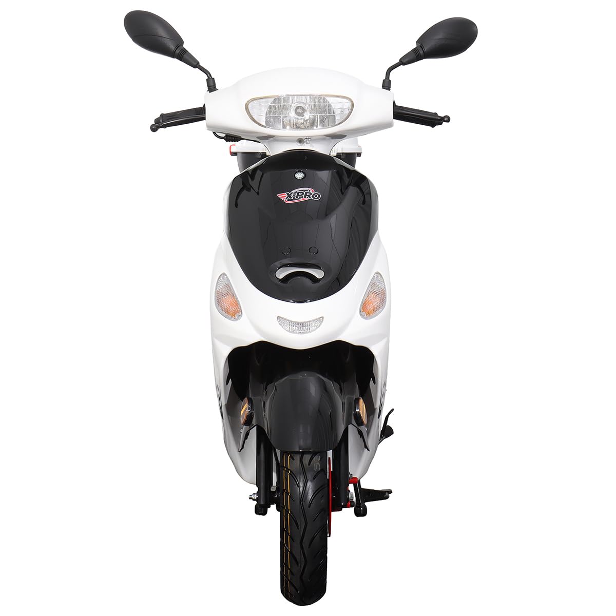 X-PRO 50cc Adult Moped Gas Moped Motorcycle 50cc with 10" Aluminum Wheels, Electric/Kick Start! (White, Factory Package)