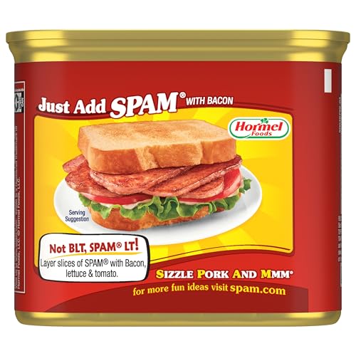 SPAM with Real HORMEL Bacon, 7 g protein, 12 oz (Pack of 12)