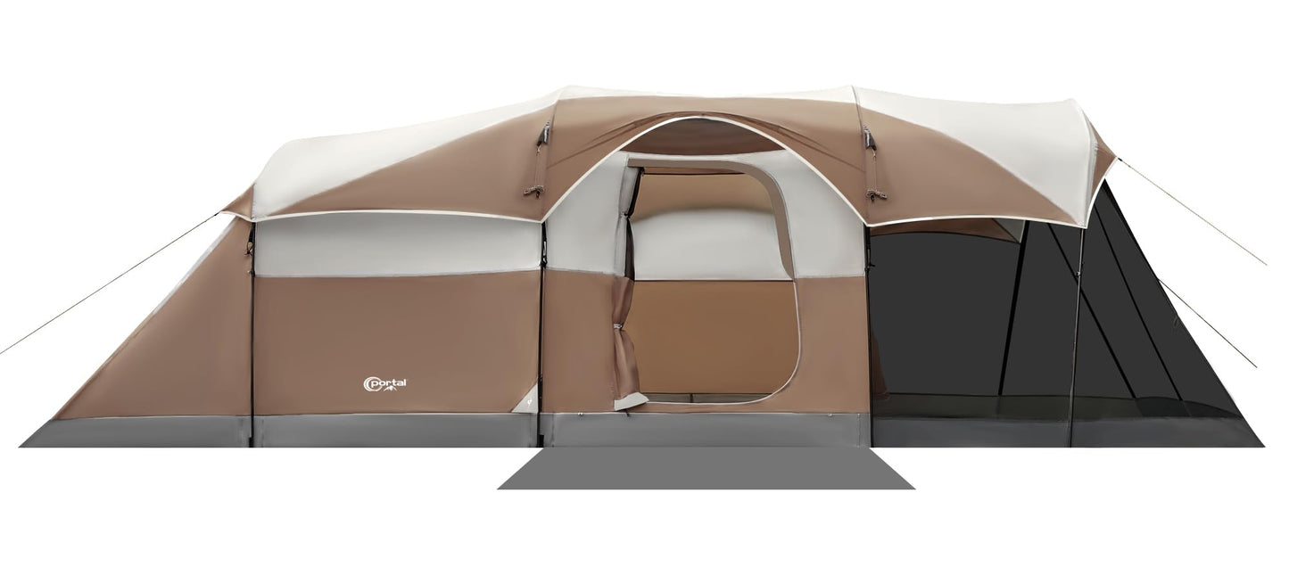 PORTAL 6/8/10 Person Family Camping Tent with Screen Room, Water Resistant Big Tunnel Tent with Rainfly, Large Family Tent for Outdoor Camping, Party