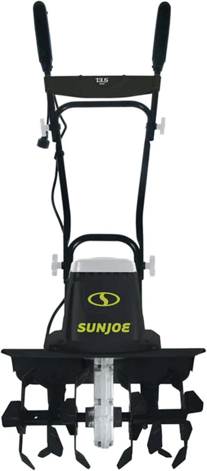Sun Joe Electric Corded Garden Tiller & Cultivator, Steel Tines, 13.5 Amp, 16 Inch, Black - Heavy Duty Gardening Machine Equipment for Lawn, Yard, & Grass