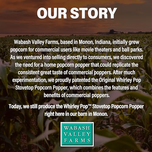 Original Whirley Pop Popcorn Maker - Wabash Valley Farms Gourmet Popcorn Popper, Aluminum Pot With Nylon Gears, 3-Minute Stove Top Popper, Home Movie Night (Silver)