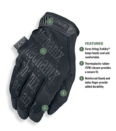 Mechanix Wear: The Original Covert Tactical Work Gloves with Secure Fit, Flexible Grip for Multi-Purpose Use, Durable Touchscreen Safety Gloves for Men (Black, Small)