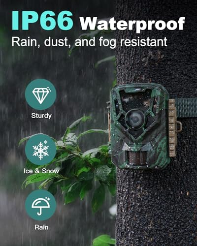 KJK Trail Camera 36MP 2.7K, Mini Game Camera with Night Vision 0.1s Trigger Time Motion Activated 130°Wide-Angle, Waterproof Trail Cam with 2.0” HD TFT Screen, Hunting Camera for Wildlife Monitoring