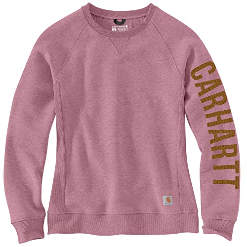 Carhartt Women's Relaxed Fit Midweight Crewneck Block Logo Sleeve Graphic Sweatshirt