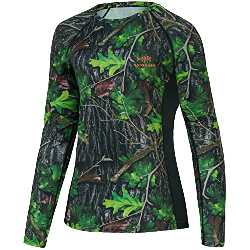 BASSDASH Women’s Camo Hunting Shirt Long Sleeve UPF 50+ Sun Protection Performance Tee Fishing Hiking