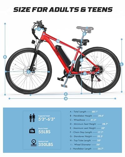Racer Electric Bike for Adults - 21-Speed Mountain Lightweight Ebike with Peak 750W 22MPH Brushless Motor, 375Wh Removable Battery, 26X2.1 Tire Step Over E-MTB, Up to 40 Miles