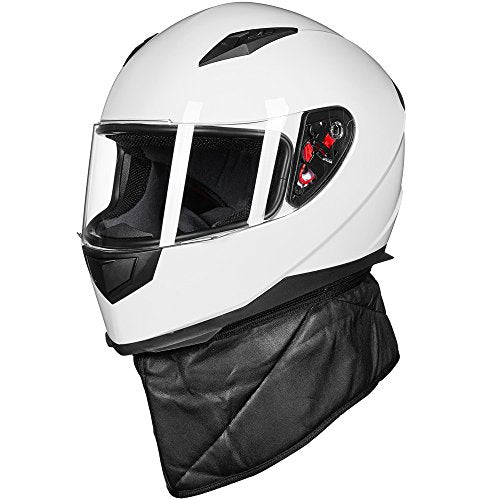 ILM Full Face Motorcycle Street Bike Helmet with Removable Winter Neck Scarf + 2 Visors DOT Model-JK313