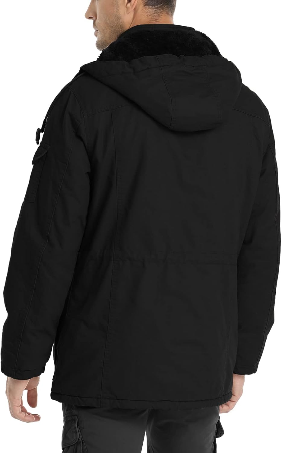 CHEXPEL Men's Thick Winter Jackets with Hood, Fleece Lining, Cotton Military Work Jackets with Cargo Pockets, Outwear