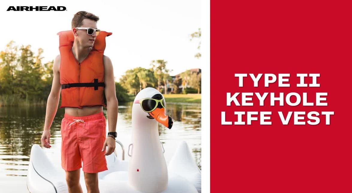 Airhead Adult Type II Keyhole Life Jacket, Multiple Colors and Sizes, Coast Guard Approved
