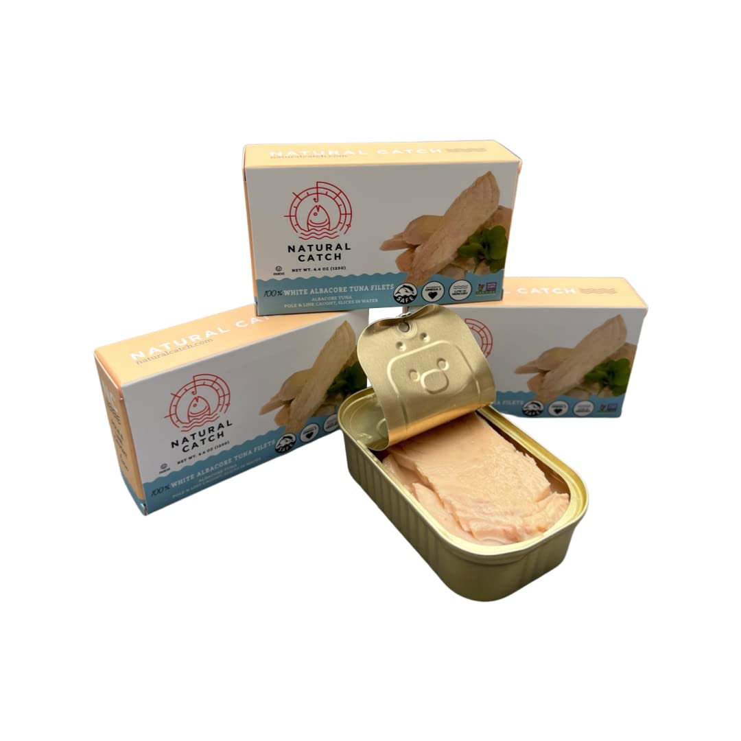 Natural Catch Tuna Filets, Hand Cut, Pole & Line Caught, Gluten-Free, Paleo, Keto Friendly (4.4 oz per can- Pack of 12)