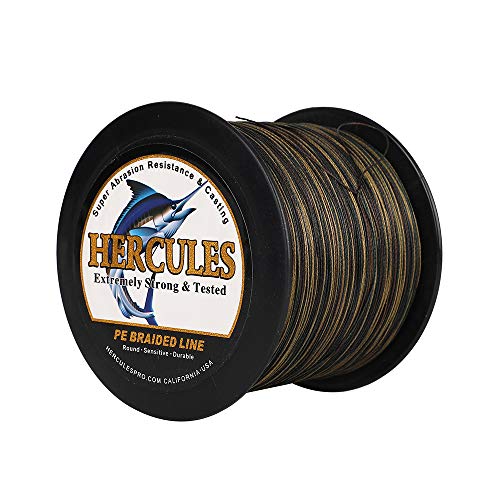 HERCULES Cost-Effective Super Cast 8 Strands Braided Fishing Line 10LB to 300LB Test for Salt-Water,109/328/547/1094 Yards(100M/300M/500M/1000M),Diam.#0.12MM-1.2MM,Hi-Grade Performance,Variety Colors