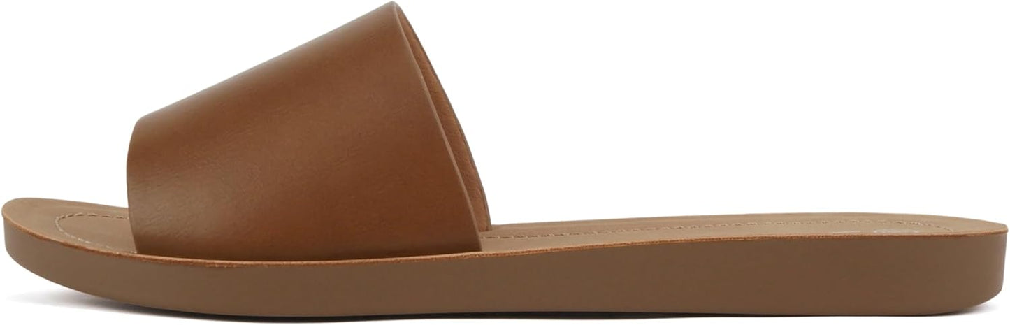 Soda Shoes Efron-S Women Flip Flops Basic Plain Slippers Slip On Sandals Slides Casual Peep Toe Beach