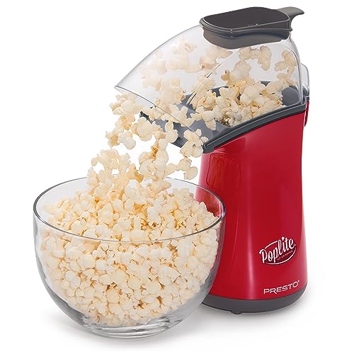 Presto 04820 Poplite Hot Air Popcorn Popper - Built-In Measuring Cup + Melts Butter, Easy to Clean, Built-In Cord Wrap, 18 Cups, Yellow
