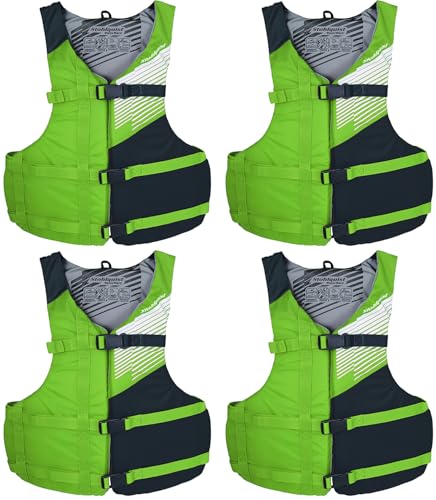 Stohlquist Universal Fit Adult Life Jacket PFD (2 and 4 Pack) Coast Guard Approved for Men and Women 90+ lbs, Lightweight Neoprene and Adjustable, Ideal for Boating, Kayaking & Water Sports