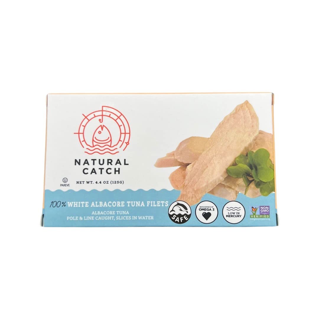 Natural Catch Tuna Filets, Hand Cut, Pole & Line Caught, Gluten-Free, Paleo, Keto Friendly (4.4 oz per can- Pack of 12)