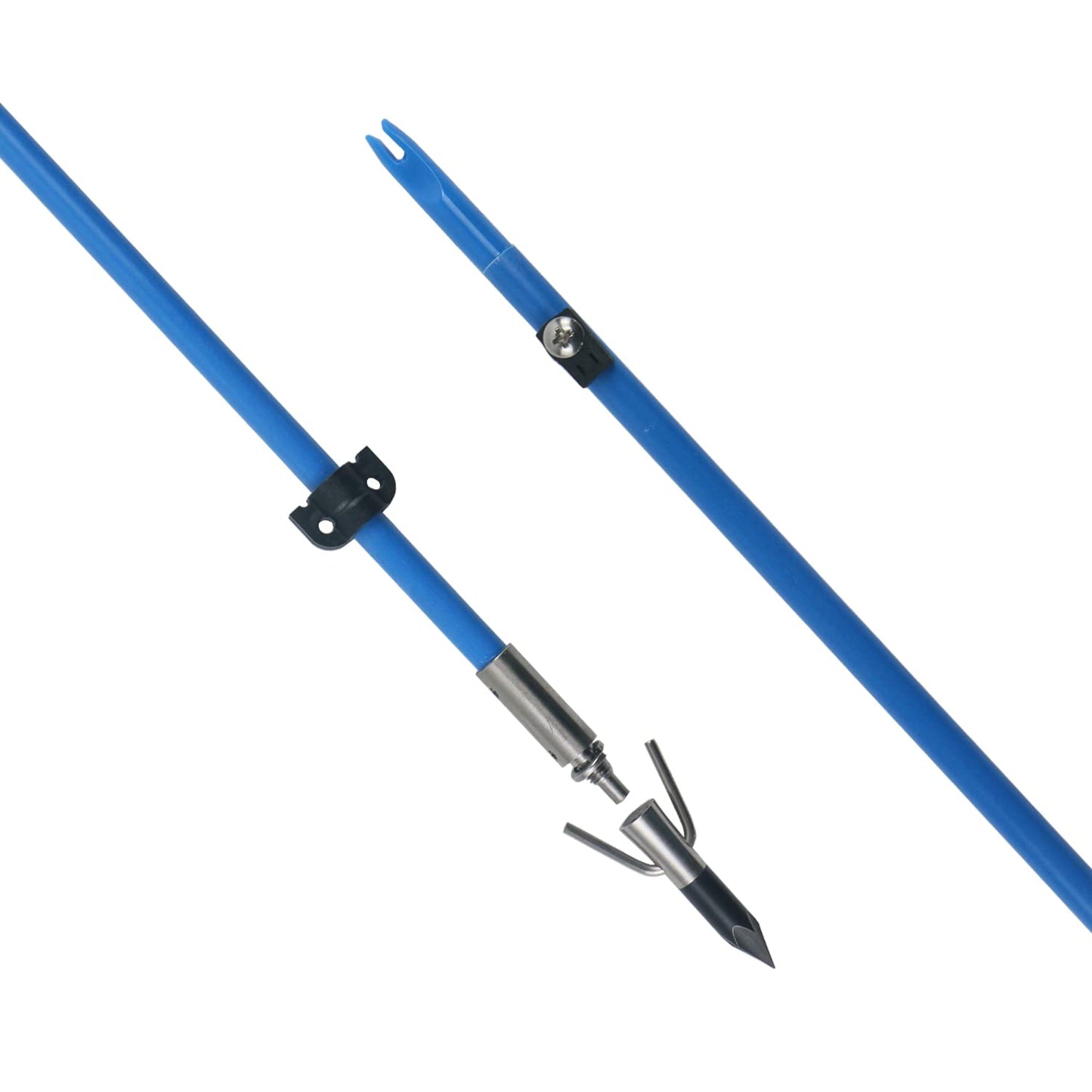 34inch Bowfishing Arrows Solid Fiberglass Shaft with Broadhead for Compound Bow and Recurve Bow Fishing Arrow Archery and Hunting (Pack of 6)