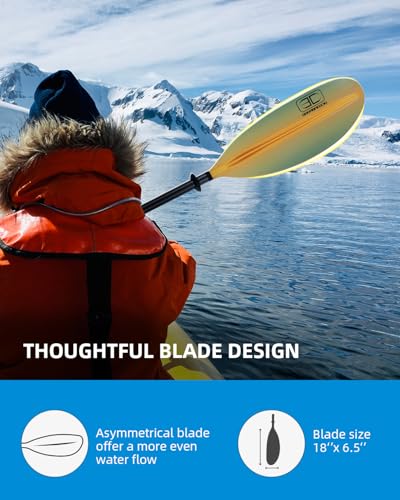 OCEANBROAD Carbon Fiber Kayak Paddle 90.5in/230cm, 86in/218cm for Adults Kayaking Boating Canoeing Oar with Paddle Leash