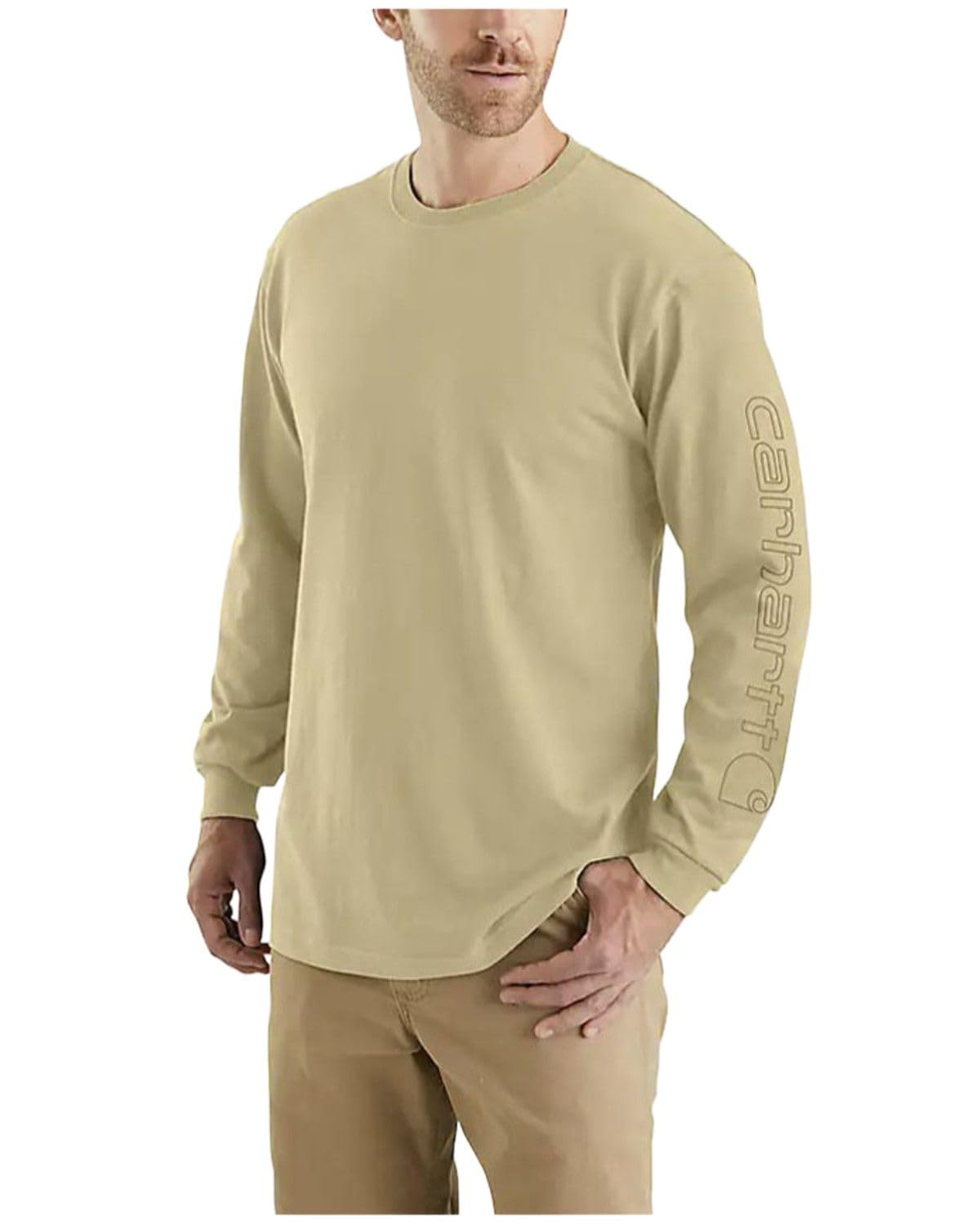 Carhartt Men's Loose Fit Heavyweight Long-Sleeve Logo Sleeve Graphic T-Shirt