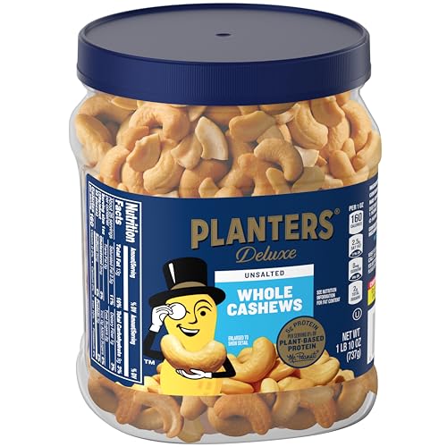 PLANTERS Fancy Whole Cashews with Sea Salt, 26 Ounces ( Pack of 1) Resealable Jar - Made with Simple Ingredients - Good Source of Vitamins and Minerals - Kosher (Packaging May Vary)