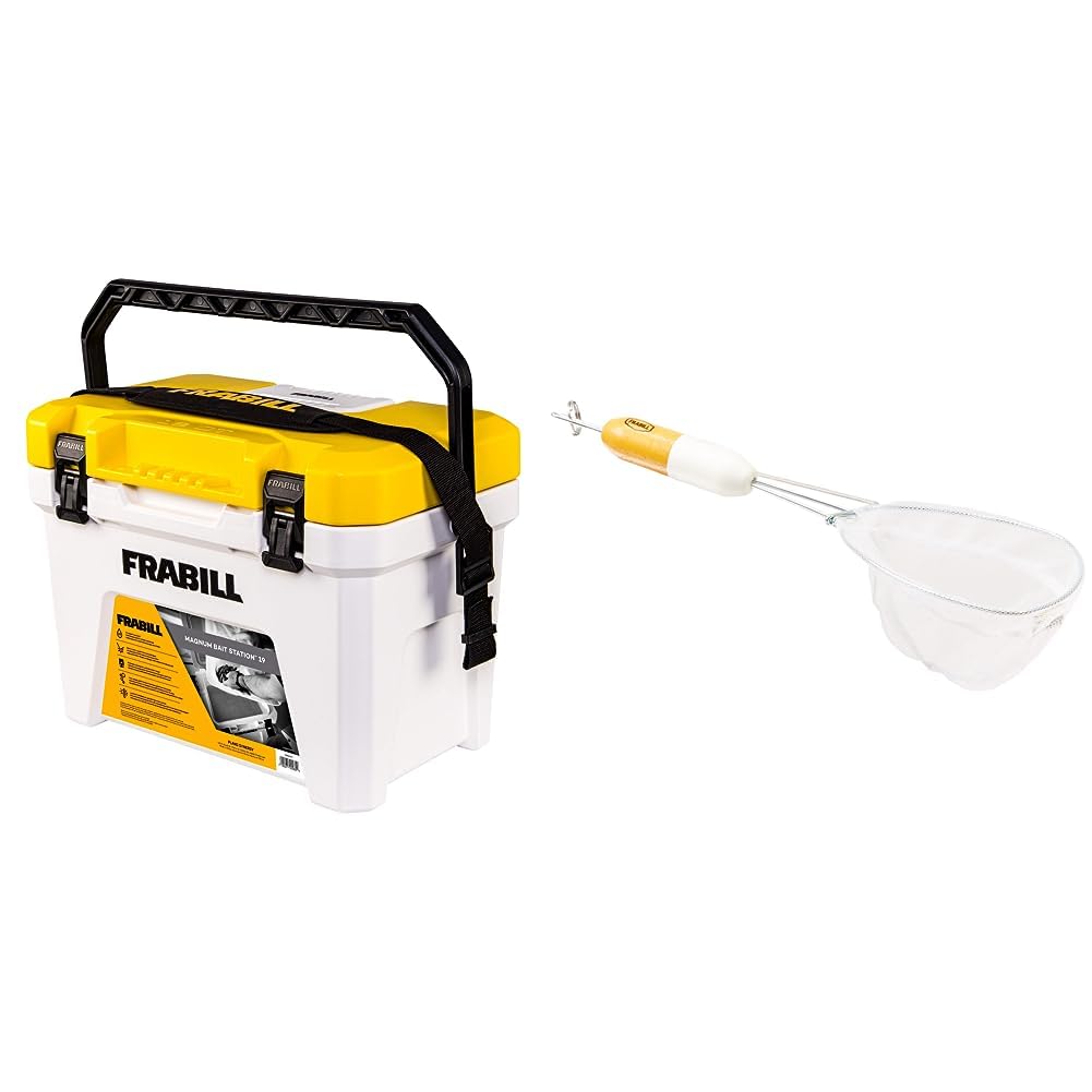 Frabill Magnum Bait Station 13 Quart Live Bait Well, White and Yellow