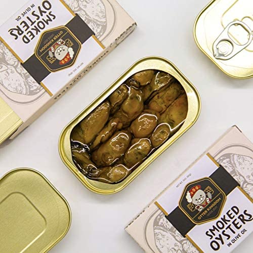 Otter Kingdom Premium Smoked Oysters in Pure Olive Oil, 3-Ounce Cans (Pack of 12)