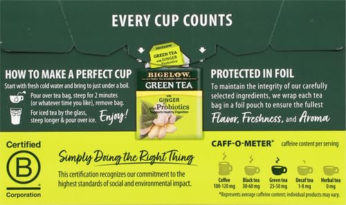 Bigelow Tea Green Tea Variety Pack, Classic Green Tea, Lemon, Pomegranate, Mint, Peach and Constant Comment Flavors, 20 Count Box (Pack of 6), 120 Total Tea Bags