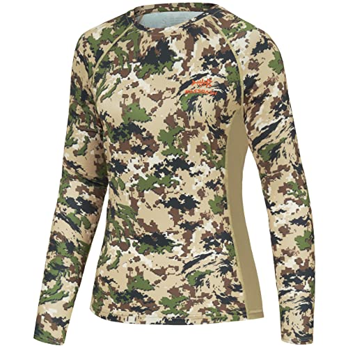 BASSDASH Women’s Camo Hunting Shirt Long Sleeve UPF 50+ Sun Protection Performance Tee Fishing Hiking