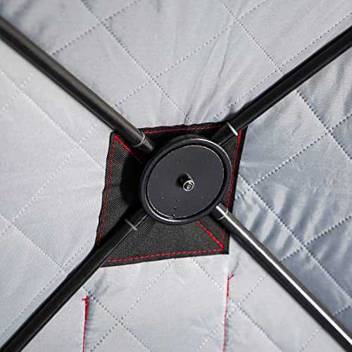 Eskimo Outbreak Portable Pop-Up Ice Fishing Shelter, Stormshield Insulated Fabric, No Trip Door, Durable Hub Design, Deluxe Tie Downs, Red/Black