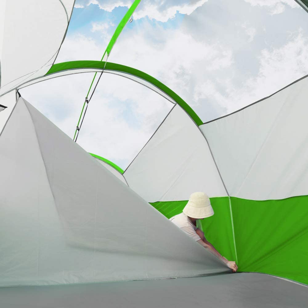 CAMPROS CP Tent 8 Person Camping Tents, Weather Resistant Family Tent, 5 Large Mesh Windows, Double Layer, Divided Curtain for Separated Room, Portable with Carry Bag