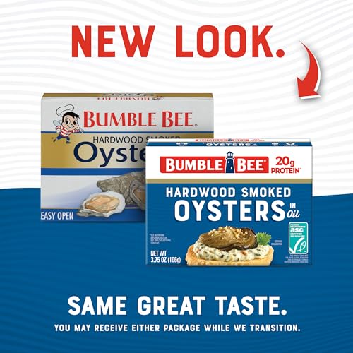 Bumble Bee Hot & Spicy Hardwood Smoked Oysters, 3.75 oz Tin (Pack of 12) - 20g Protein per Serving, Gluten Free, Keto