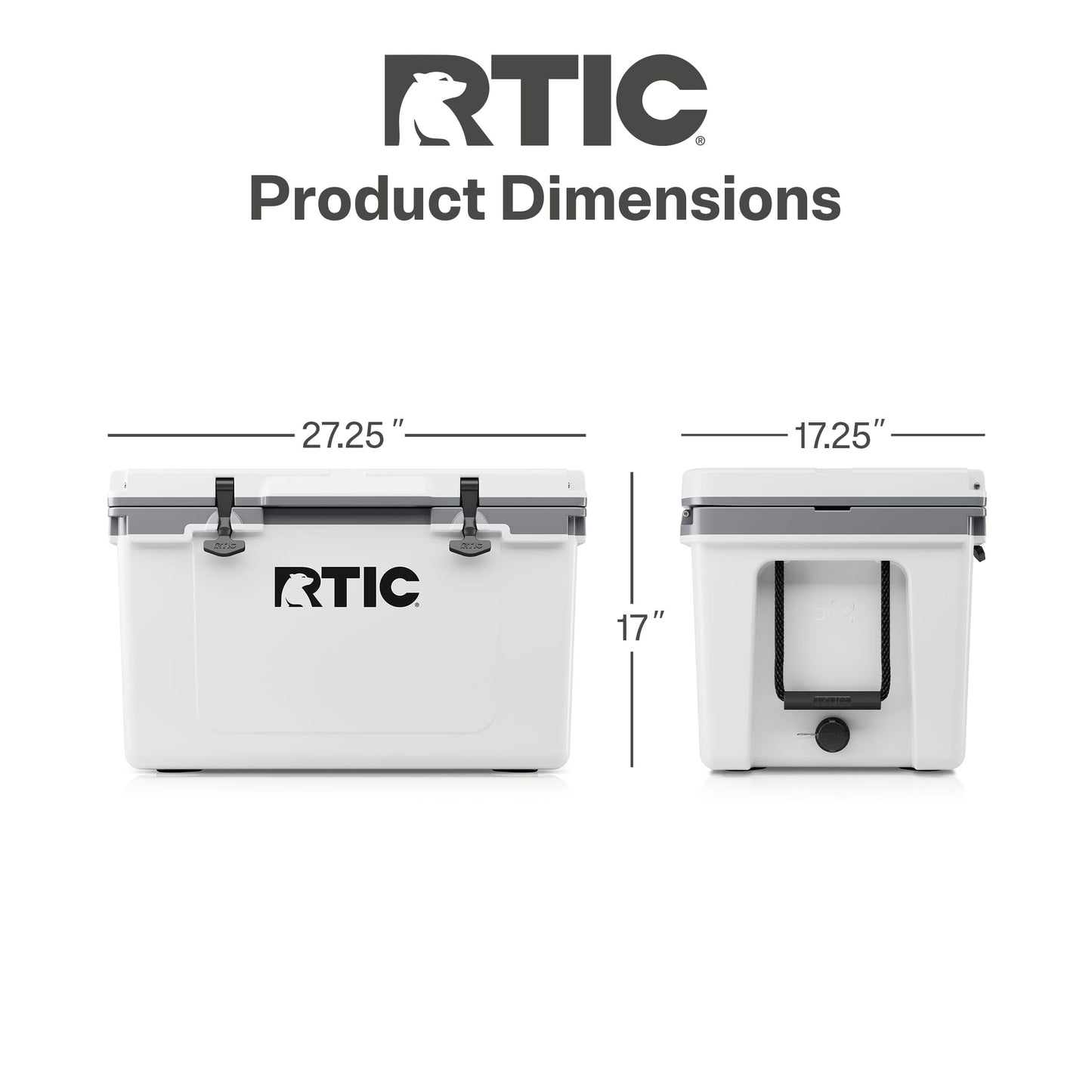 RTIC Ultra-Light 52 Quart Hard Cooler Insulated Portable Ice Chest Box for Beach, Drink, Beverage, Camping, Picnic, Fishing, Boat, Barbecue, 30% Lighter Than Rotomolded Coolers