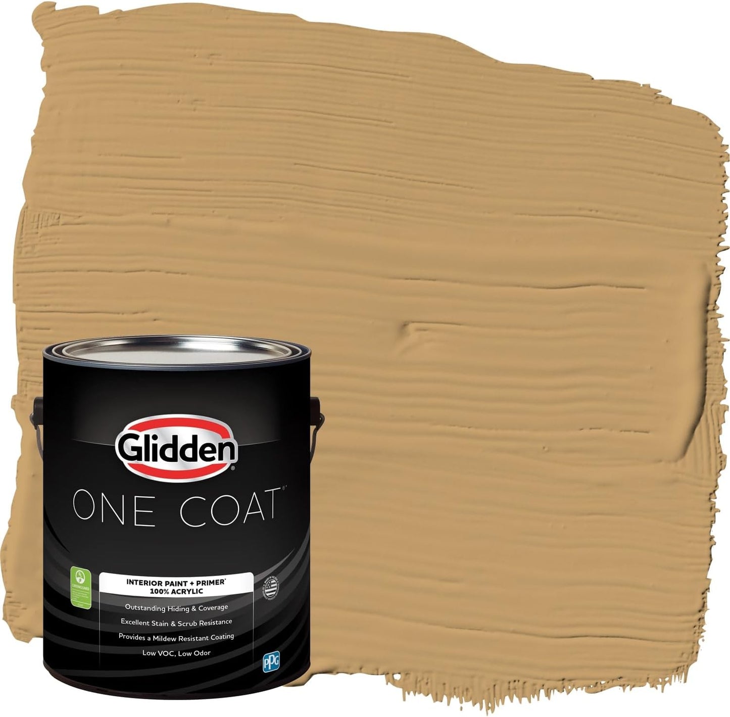 Glidden Interior Paint + Primer: Beige/Toasted Almond, One Coat, Semi-Gloss, 1-Quart