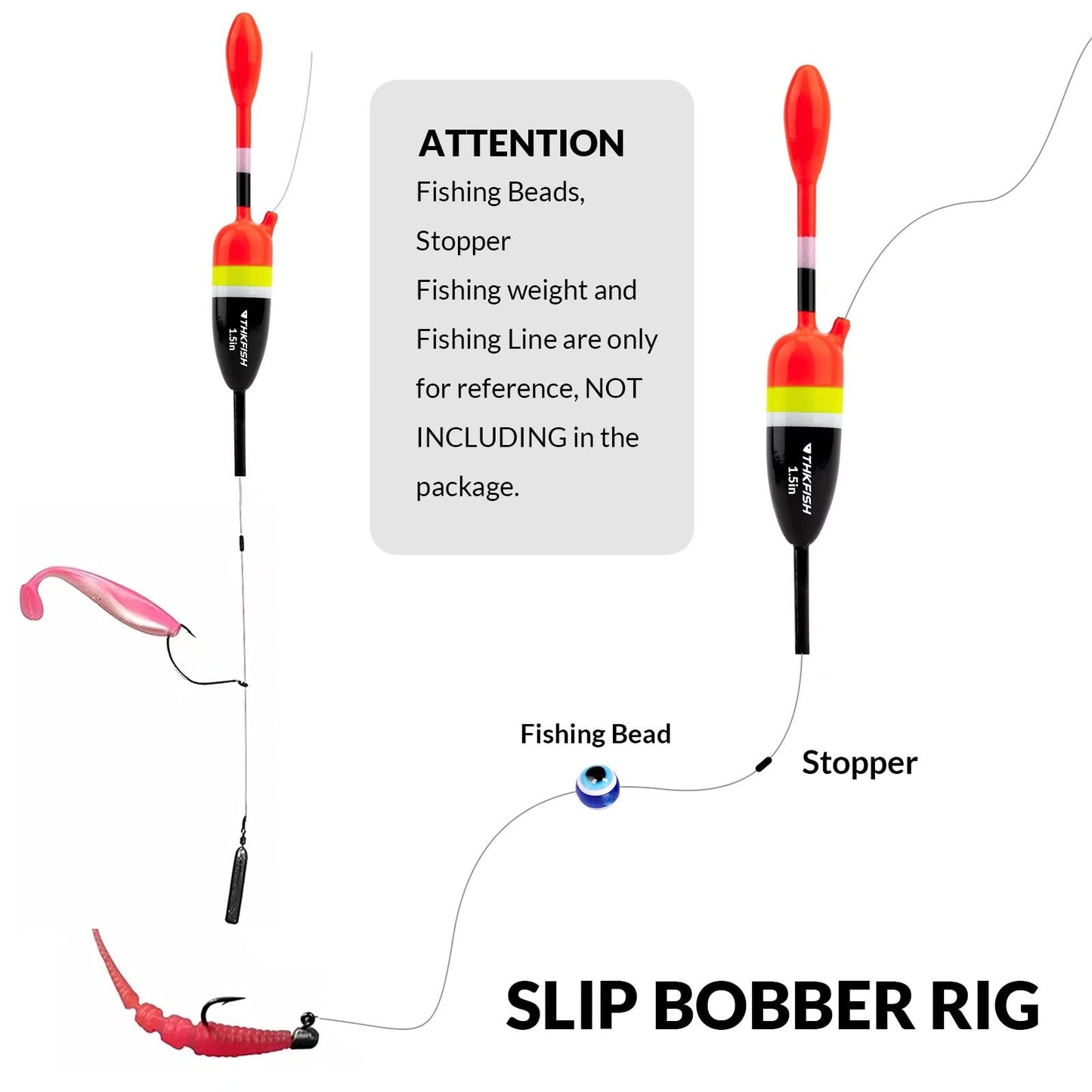 THKFISH Fishing Bobbers Fishing Floats and Bobbers Slip Bobbers for Fishing Balsa Floats Crappie Fishing Bobbers 1/6oz(3.47"X0.47"X6.73") 3/8oz(3.84"X0.6"X 7.2") 1/2oz(4.13"X0.75"X7.87")