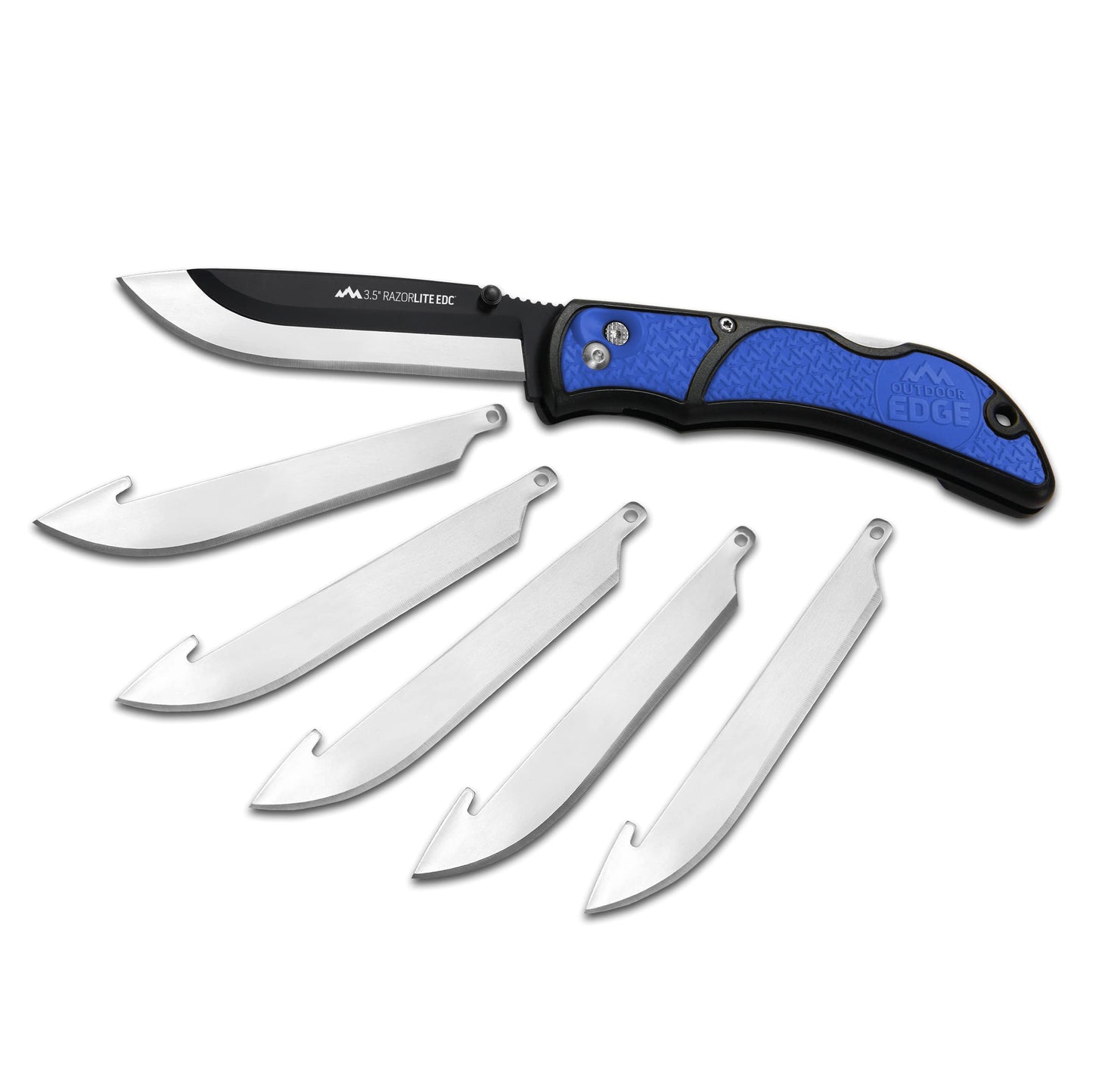 OUTDOOR EDGE 3.5" RazorLite EDC Knife. Pocket Knife with Replaceable Blades and Clip. Perfect For Hunting and Skinning Deer. Gray with 6 Blades