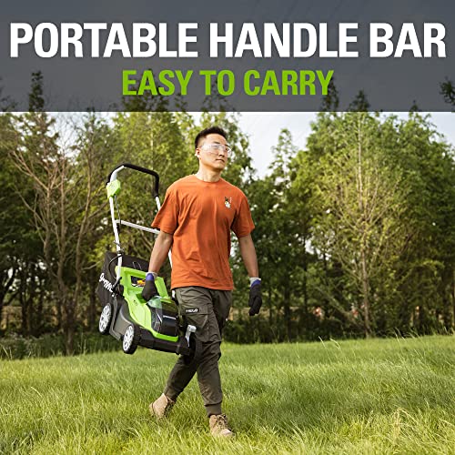 Greenworks 40V 14” Brushless (Push) Cordless Lawn Mower, 4.0Ah Battery and Charger