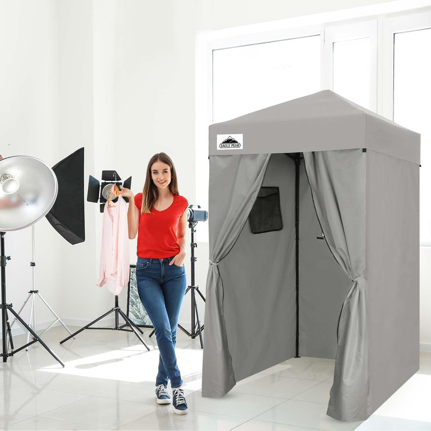 EAGLE PEAK Flex Compact 4x4 Pop-up Canopy Changing Room, Portable Dressing Room, Privacy Changing Tent for Indoor Fashion Photoshoots, Camping, or Pool, Purple