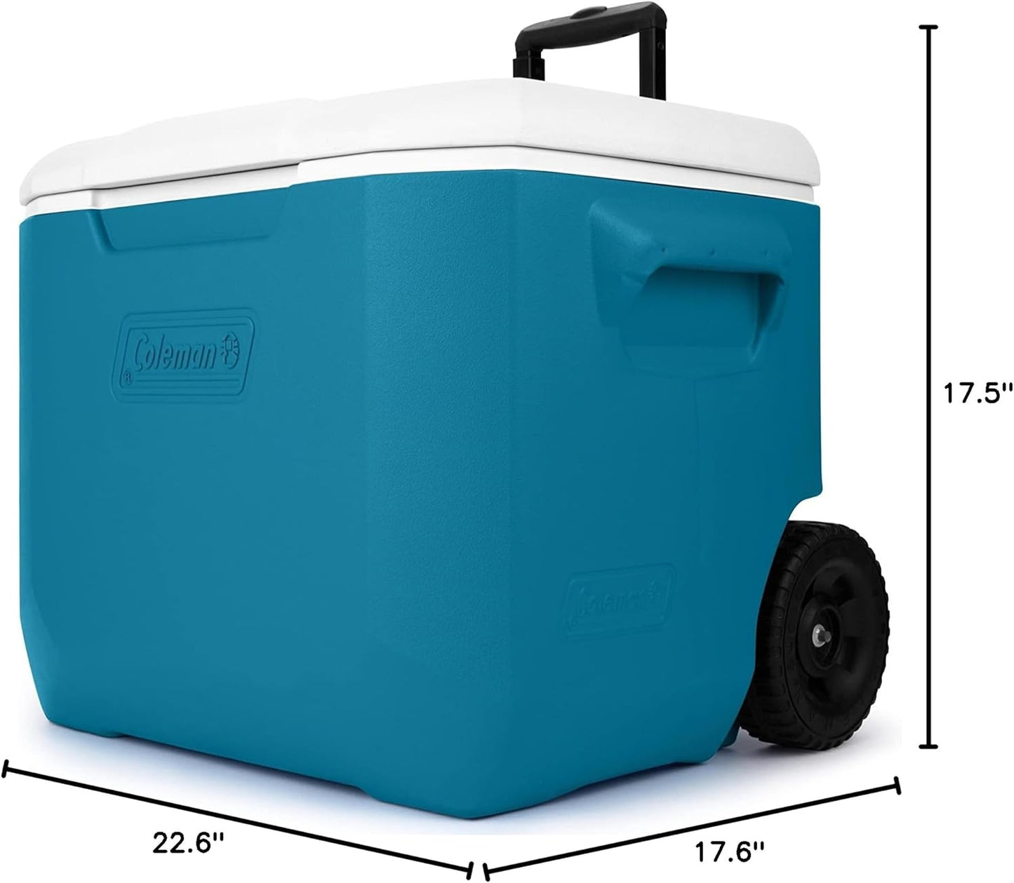 Coleman 60qt Wheeled Cooler, Insulated Portable Chiller with Ice Retention, Made in USA