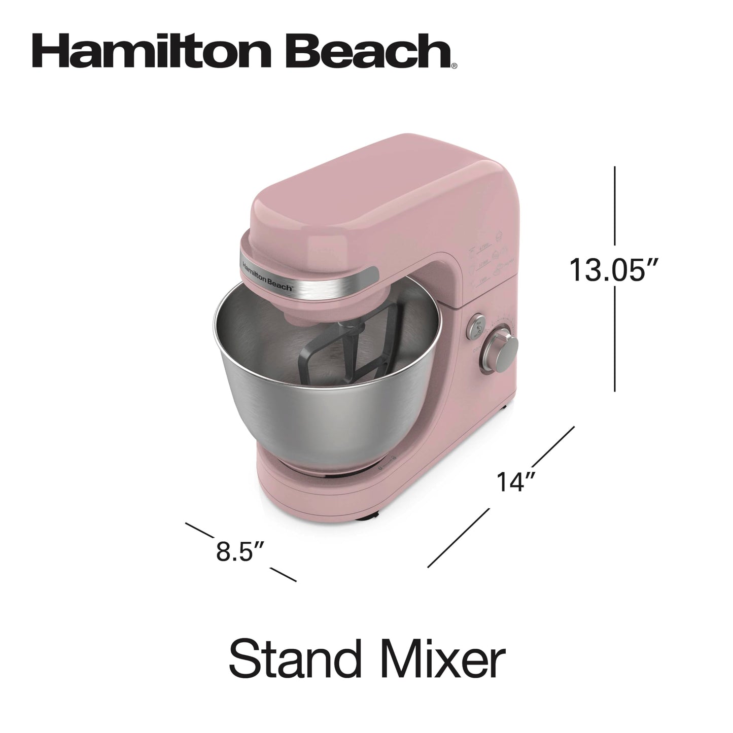 Hamilton Beach Electric Stand Mixer, 4 Quarts, Dough Hook, Flat Beater Attachments, Splash Guard 7 Speeds with Whisk, Black