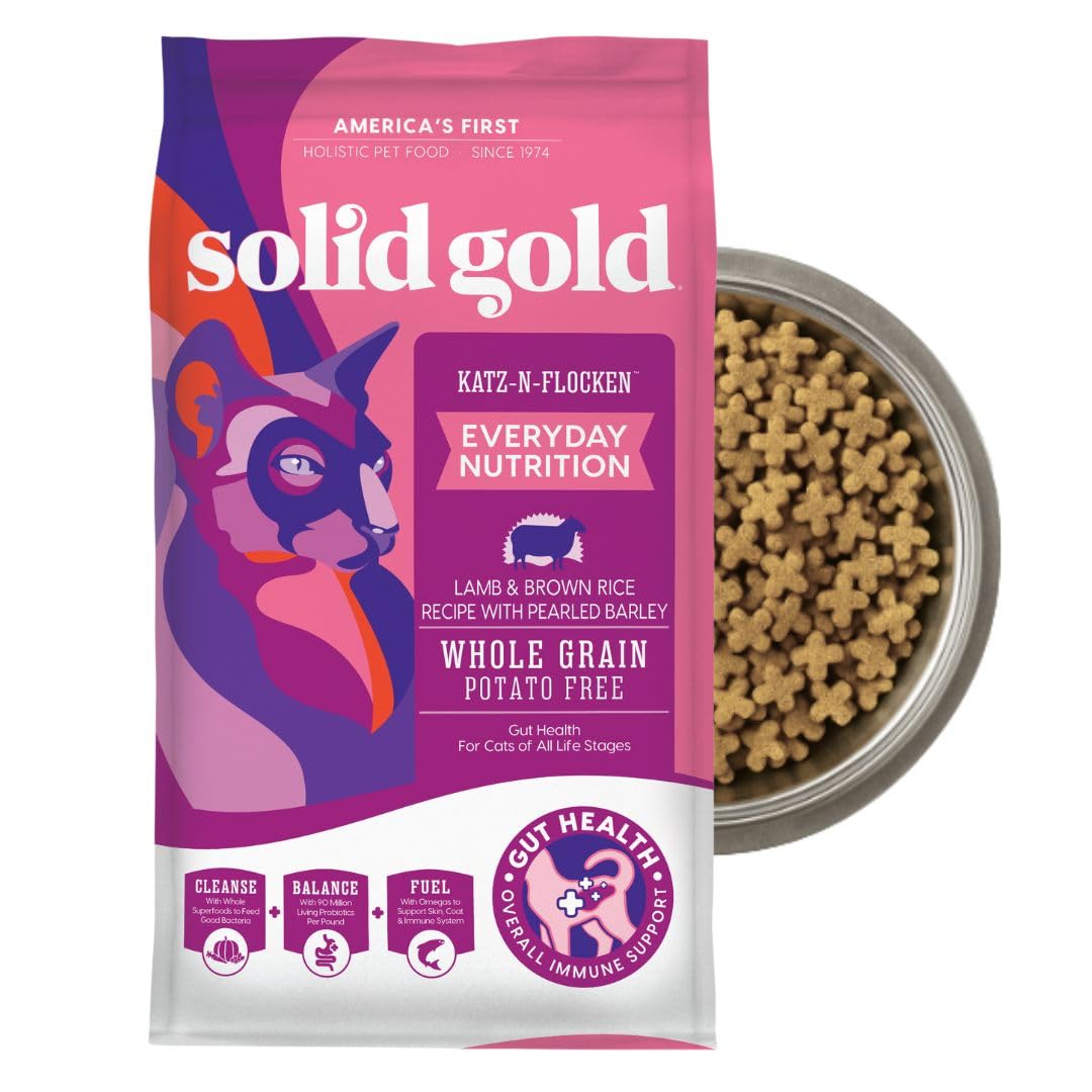 Solid Gold High Protein Dry Cat Food - Grain Free & Gluten Free Chicken Cat Dry Food w/Probiotics for Gut Health & Digestion - High Fiber & Omega 3 - Low Carb Superfood Kibble for Cats All Ages - 6LB
