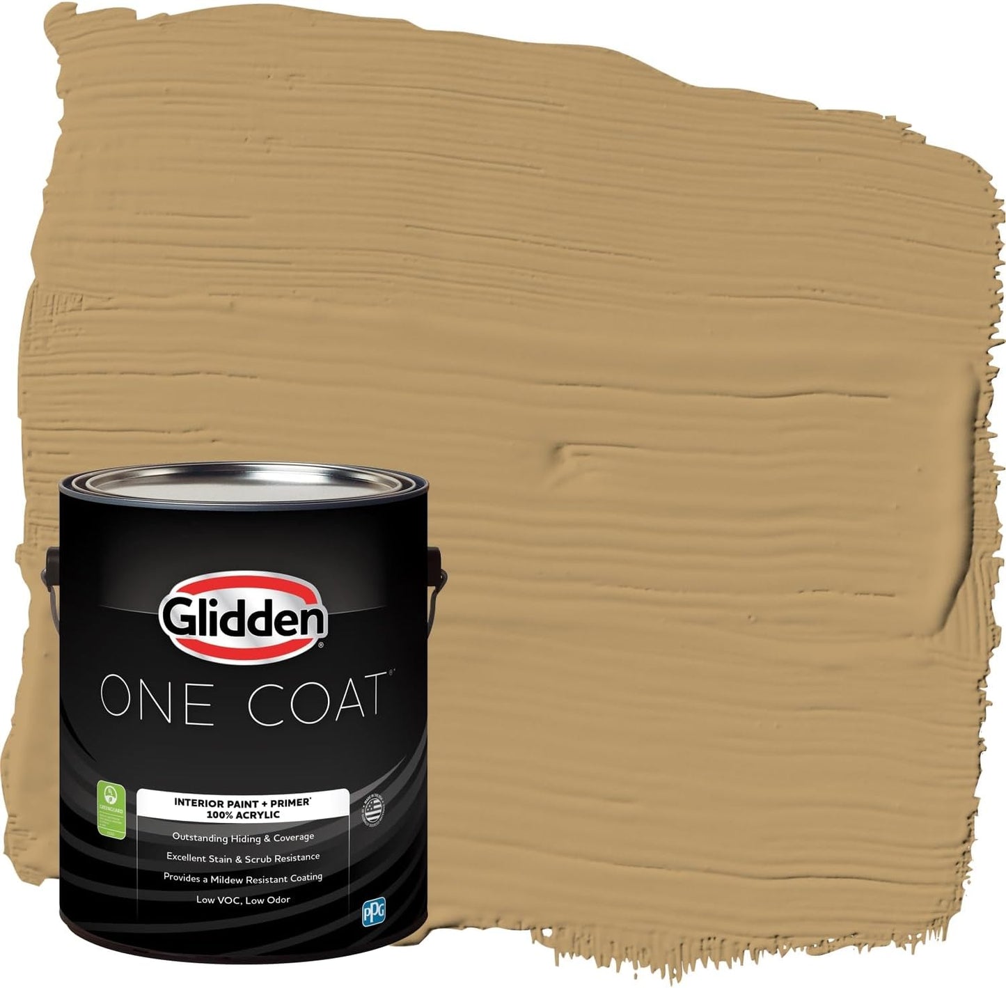 Glidden Interior Paint + Primer: Beige/Toasted Almond, One Coat, Semi-Gloss, 1-Quart
